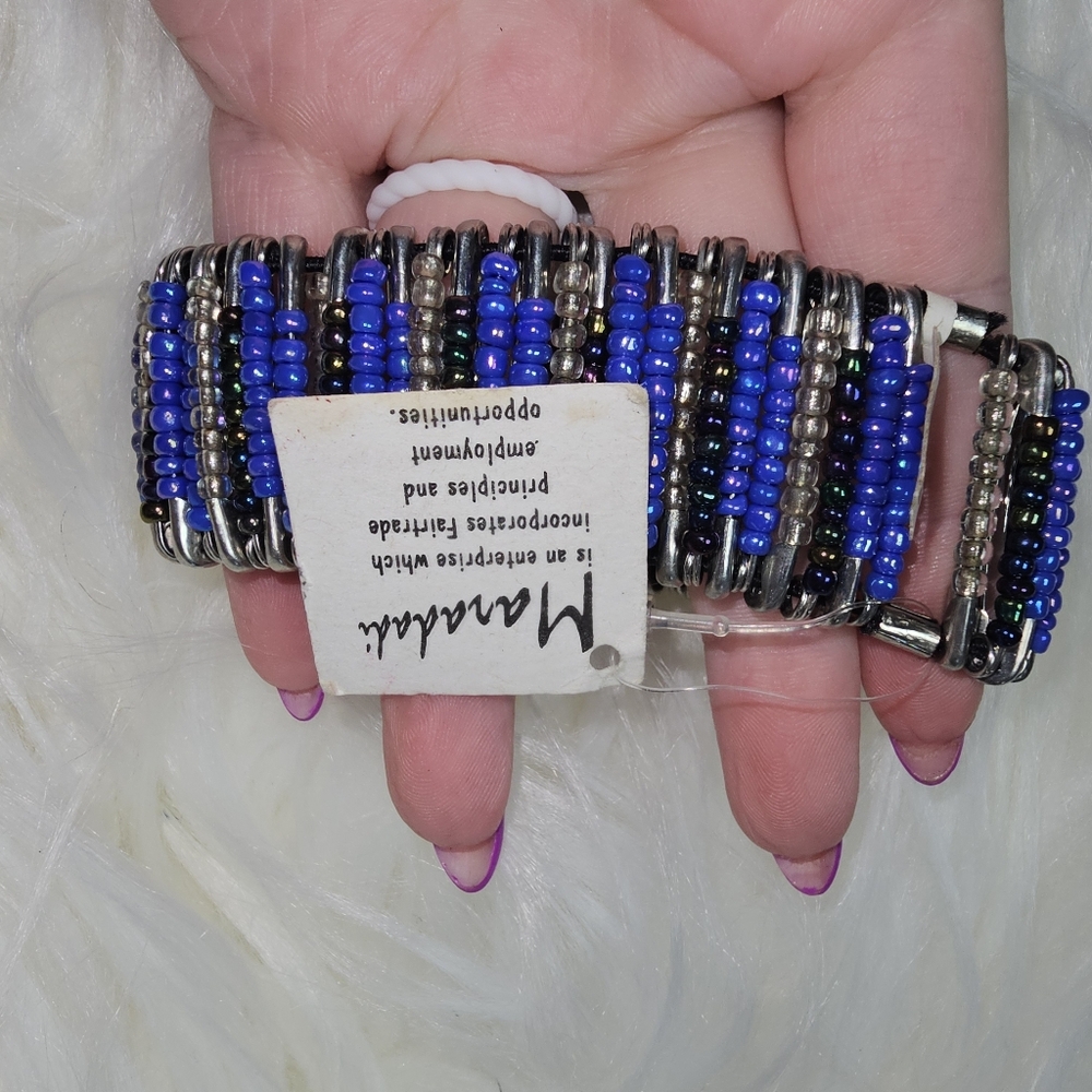 Blue Beaded Bracelet Handmade New‎